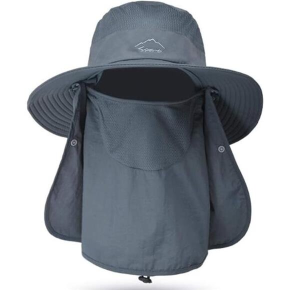 Fishing Hat for Men & Women, Outdoor UV Sun Protection Wide Brim Hat with Face - Picture 14 of 14